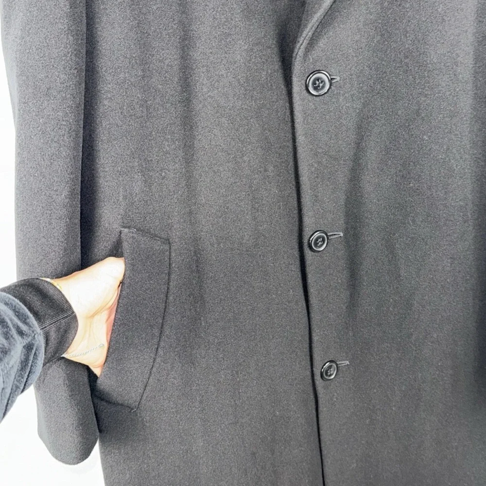 Lauren Ralph Lauren Overcoat Men’s 44R  Black Corporate Formal Cashmere Blend‎